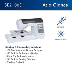 Brother SE2100DI Disney 5" x 7" Embroidery Machine w/ Embroidery Bundle Brother Sewing Bundle Brother 