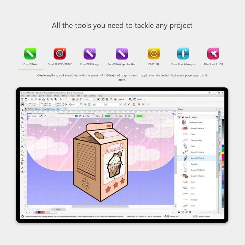 CorelDRAW 2022 Full Graphics Suite 1 Year Subscription - PC & MAC Software CorelDRAW