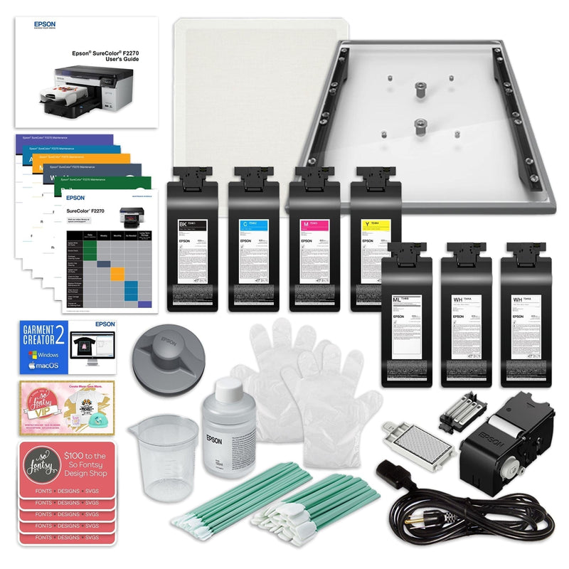Epson F2270 DTG & DTF Combo Printer Bundle w/ 8-in-1 Heat Press DTG Bundles Epson