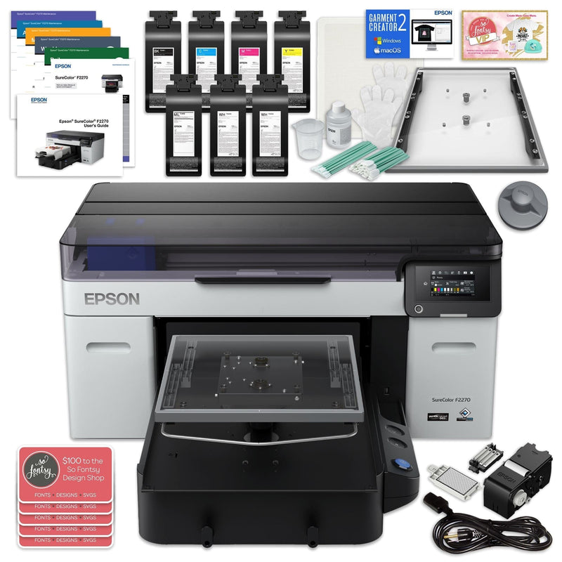 Epson F2270 DTG & DTF Combo Printer with DTF Powder & Film, Pretreatment DTG Bundles Epson