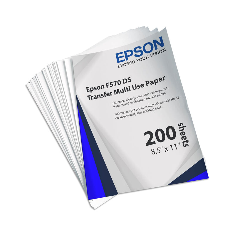 Epson F570 DS Transfer Multi Use Paper 8.5" x 11" - 200 Sheets Sublimation Bundle Epson