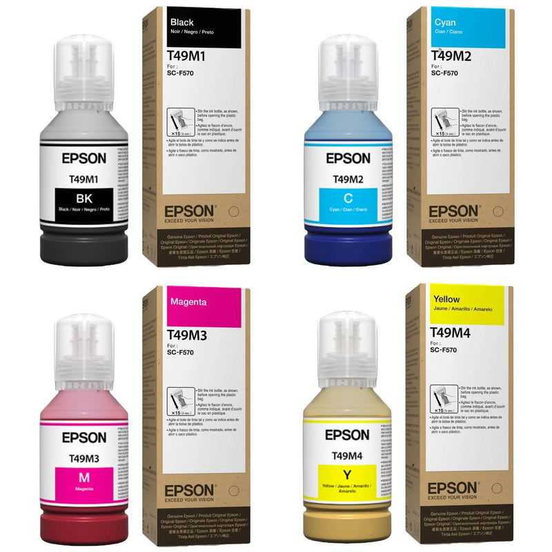 Epson SureColor 4 Pack Ink Set & Tank for Epson F570 Sublimation Bundle Epson