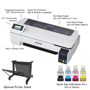 Epson SureColor F570 24" Sublimation Printer w/ Insta Heat Press Sublimation Bundle Espon 