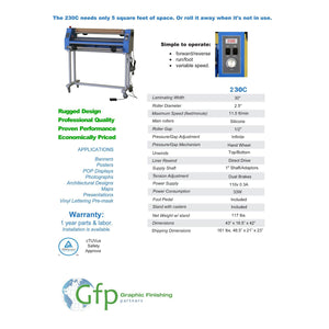 GFP 230C Compact Cold Laminator with Stand - 30" Eco Printers GFP 
