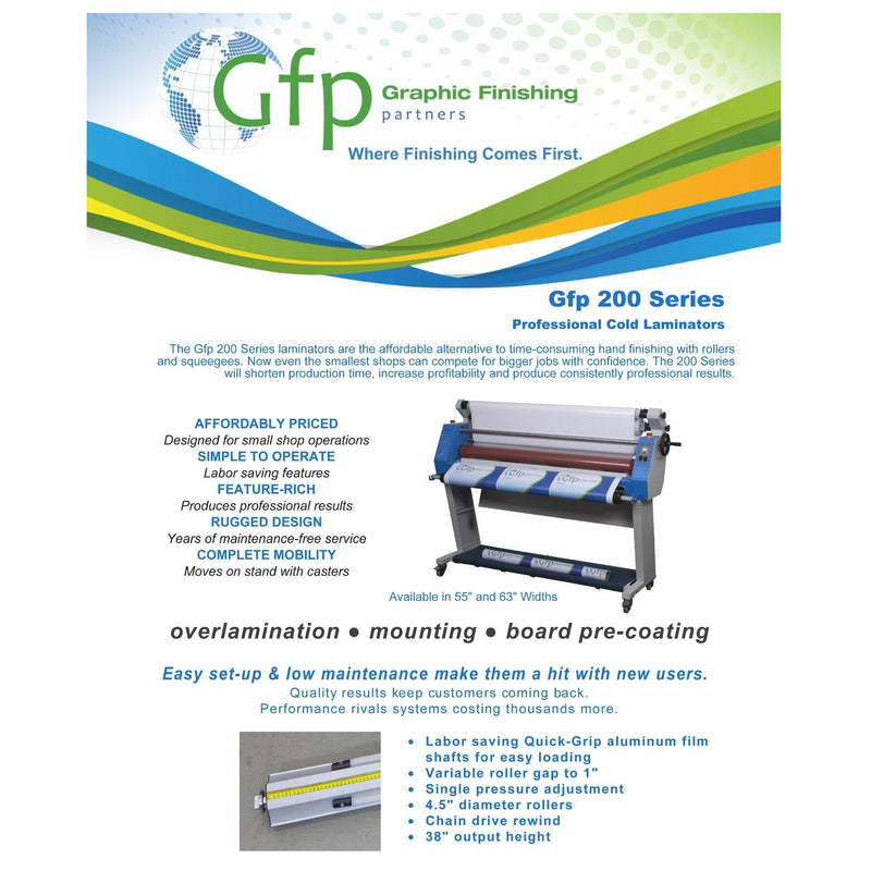 GFP 255C Compact Cold Laminator with Stand - 55" Eco Printers GFP