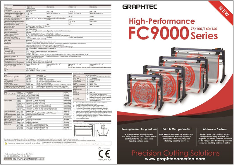 Graphtec FC9000-75 30" Vinyl Cutter w/ Software, Bundle & 3 Year Warranty - Swing Design