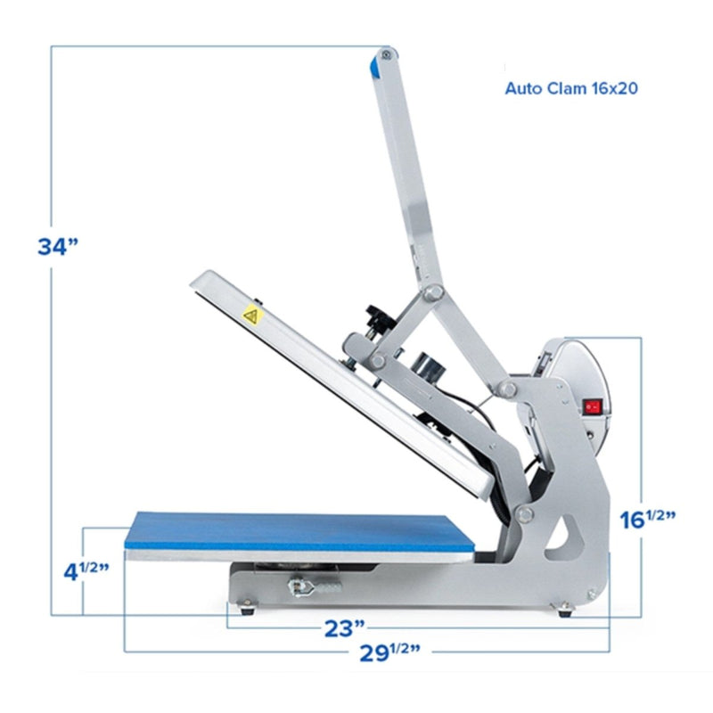 Hotronix Automatic Clam Heat Press - 16″ x 20″ with $100 in DTF Custom Transfers - Swing Design