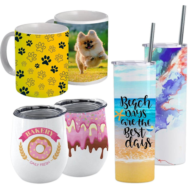 ProSub Mug & Cup Sublimation Blanks Sample Pack - 6 Piece - Swing Design