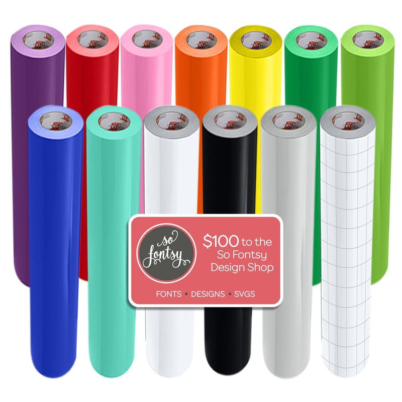 Oracal 651 Glossy 24" x 6 Ft Vinyl Rolls Plus Transfer Tape & Designs - 12 Pack - Swing Design