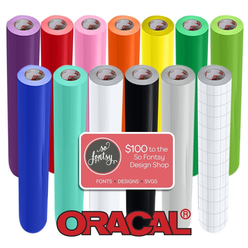 Oracal 651 Glossy 24" x 6 Ft Vinyl Rolls Plus Transfer Tape & Designs - 12 Pack - Swing Design