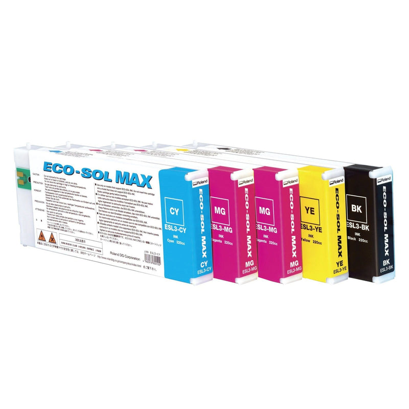 Roland BN-20 Eco-Solvent Ink Set 220cc - Cyan, Magenta 2x, Yellow, Black Eco Printers Roland