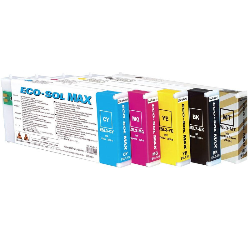 Roland BN-20 Eco-Solvent Ink Set 220cc - Cyan, Magenta, Yellow, Black, Silver Eco Printers Roland
