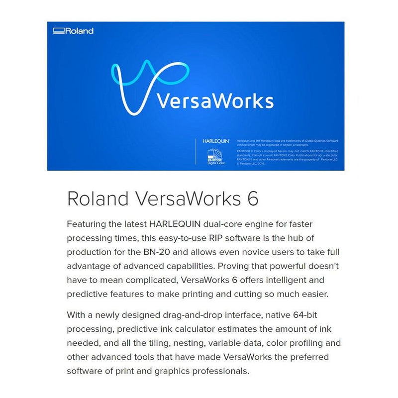 Roland BN-20A Desktop 20" Eco-Solvent Printer & Cutter w/ CMYK Inks & Stand Eco Printers Roland