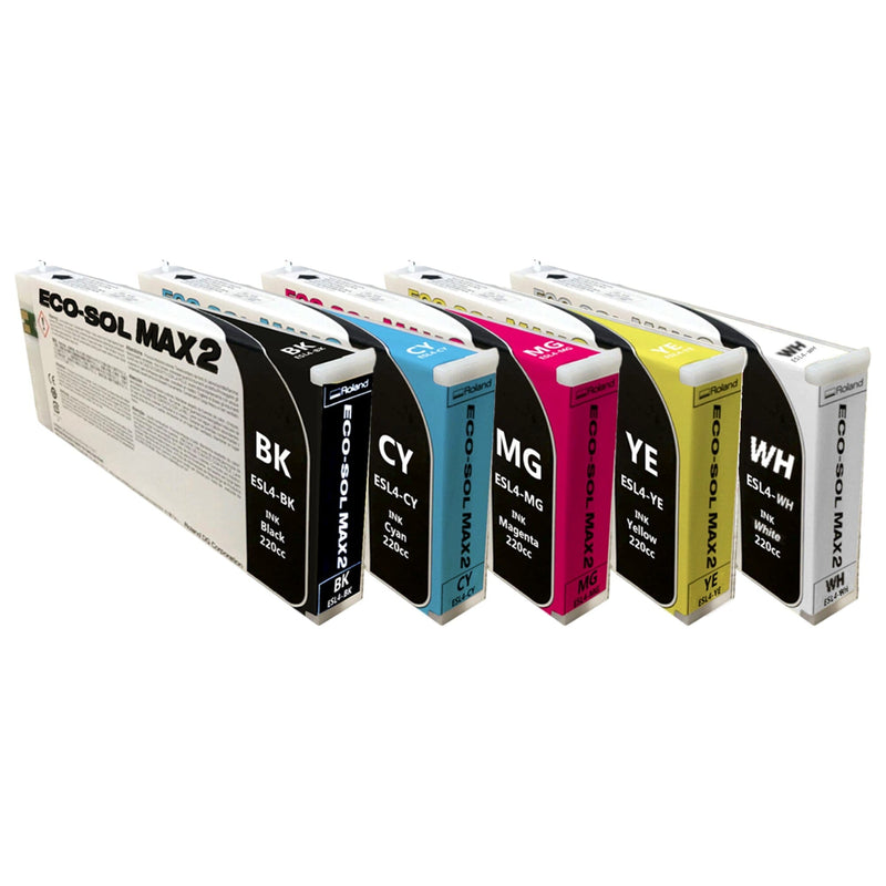 Roland BN2-20 Eco-Sol Max 2 Ink Set 220cc - CMYK + WH Eco Printers Roland