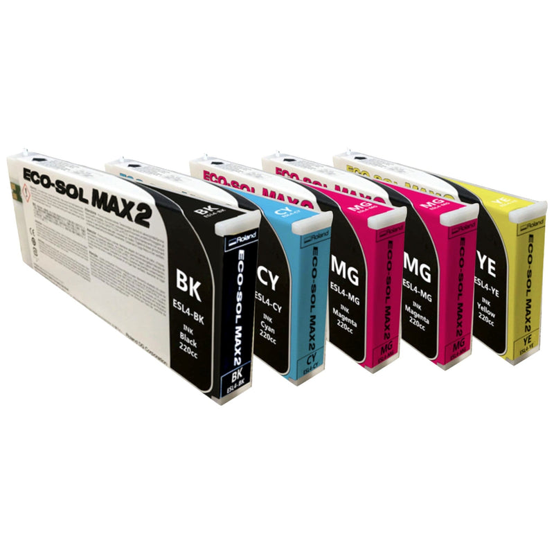 Roland BN2-20 Eco-Sol Max 2 Ink Set 220cc - Cyan, Magenta 2x, Yellow, Black Eco Printers Roland