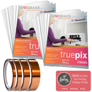 Sawgrass Sublimation Paper 8.5" x 11" - 200 Sheets, 4 Pack Tape, Designs Sublimation Sawgrass 