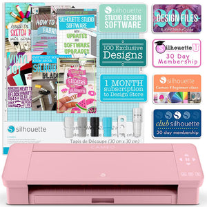Silhouette Blush Pink Cameo 4 Creative Bundle w/ 26 Oracal 651 Sheets, 12 Siser HTV Sheets - Swing Design