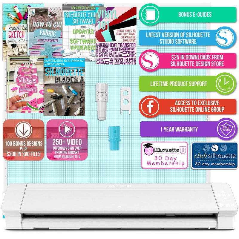 Silhouette White Cameo 4 PRO - 24" w/ Autoblade, Mat, Roll Feeder - Swing Design