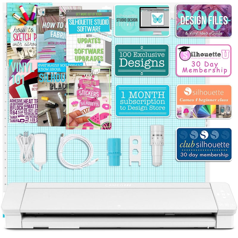 Silhouette White Cameo 4 PRO - 24" w/ Autoblade, Mat, Roll Feeder - Swing Design