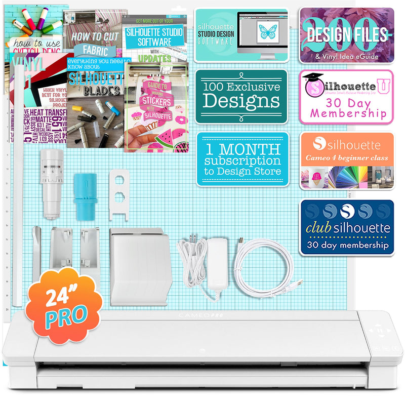 Silhouette White Cameo 4 PRO - 24" w/ Autoblade, Mat, Roll Feeder Silhouette Bundle Silhouette