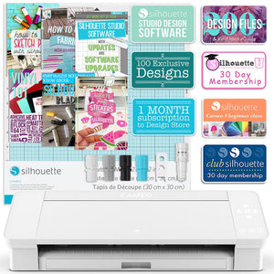 Silhouette White Cameo 4 w/ 38 Oracal Sheets, Siser HTV, Guides, 24 Pens - Swing Design