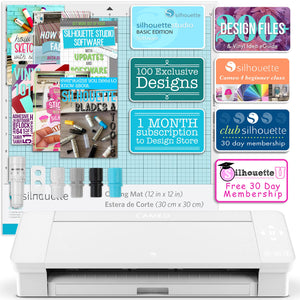 Silhouette White Cameo 4 w/ Deluxe Blade & Tool Pack, Mat Pack, Guides, Designs Silhouette Bundle Silhouette 