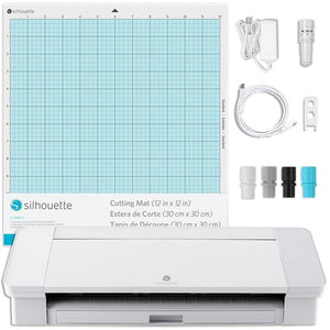 Silhouette White Cameo 4 w/ Updated Autoblade, 3x Speed, Roll Feeder - Swing Design