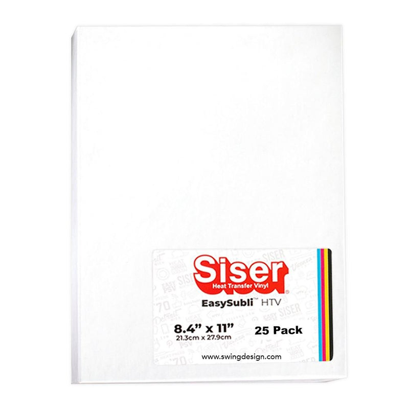 Siser EasySubli Sublimation Heat Transfer Vinyl 8.4" x 11" - 25 Pack - Swing Design