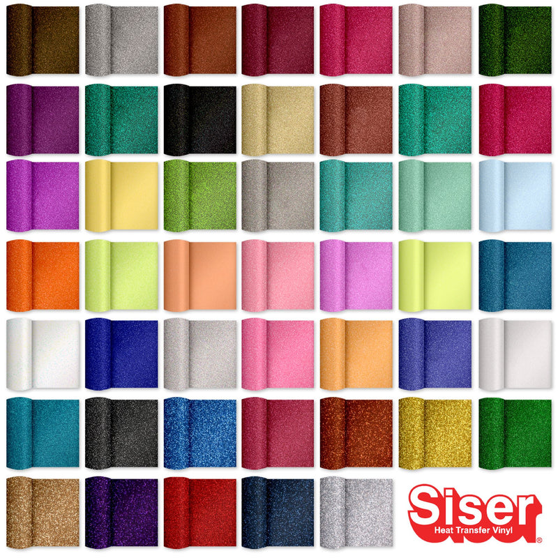 Siser Glitter Heat Transfer Vinyl (HTV) 20" x 150 ft Roll - 47 Colors Available Siser Heat Transfer Siser