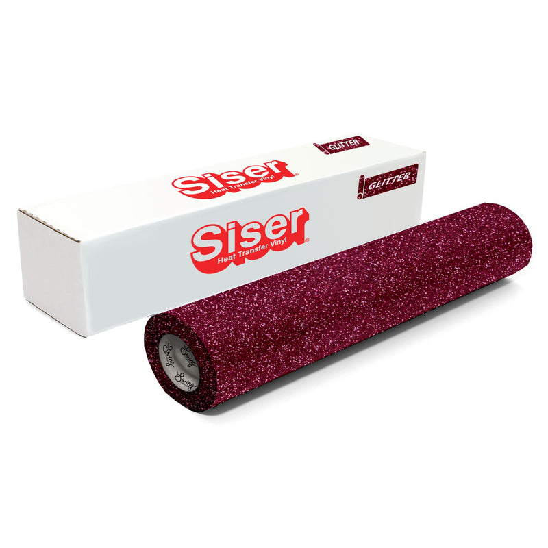 Siser Glitter Heat Transfer Vinyl (HTV) 20" x 150 ft Roll - 47 Colors Available Siser Heat Transfer Siser Burgundy