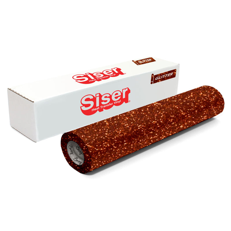 Siser Glitter Heat Transfer Vinyl (HTV) 20" x 150 ft Roll - 47 Colors Available Siser Heat Transfer Siser Copper