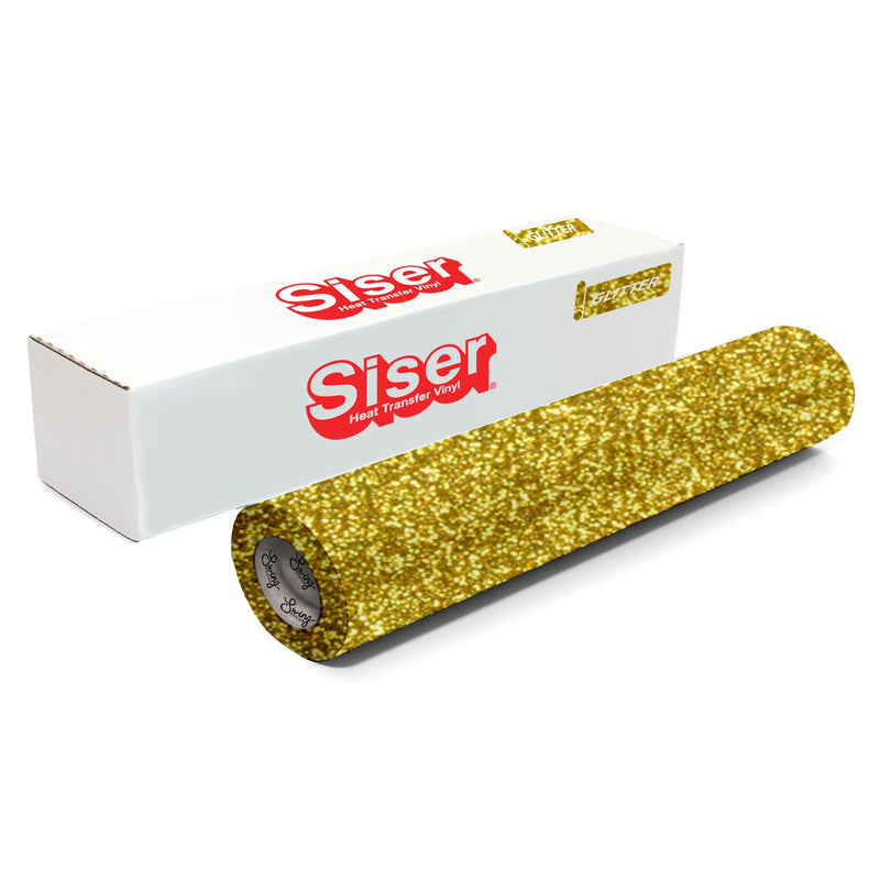 Siser Glitter Heat Transfer Vinyl (HTV) 20" x 150 ft Roll - 47 Colors Available Siser Heat Transfer Siser Gold