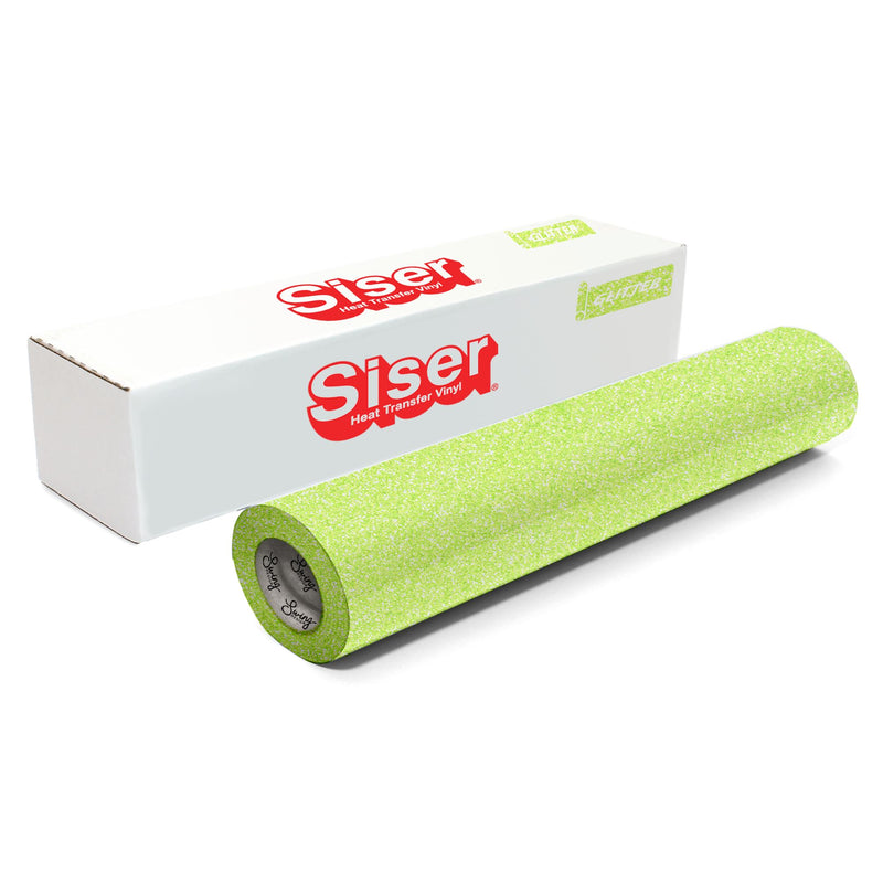 Siser Glitter Heat Transfer Vinyl (HTV) 20" x 150 ft Roll - 47 Colors Available Siser Heat Transfer Siser Neon Green