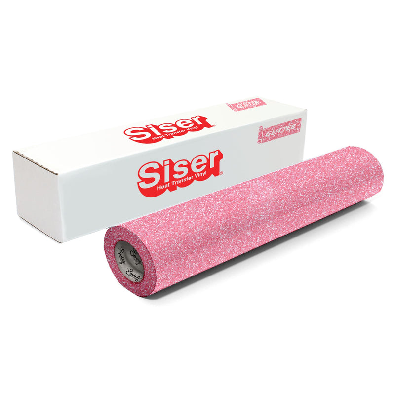 Siser Glitter Heat Transfer Vinyl (HTV) 20" x 150 ft Roll - 47 Colors Available Siser Heat Transfer Siser Neon Pink