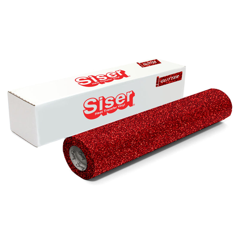 Siser Glitter Heat Transfer Vinyl (HTV) 20" x 150 ft Roll - 47 Colors Available Siser Heat Transfer Siser Red
