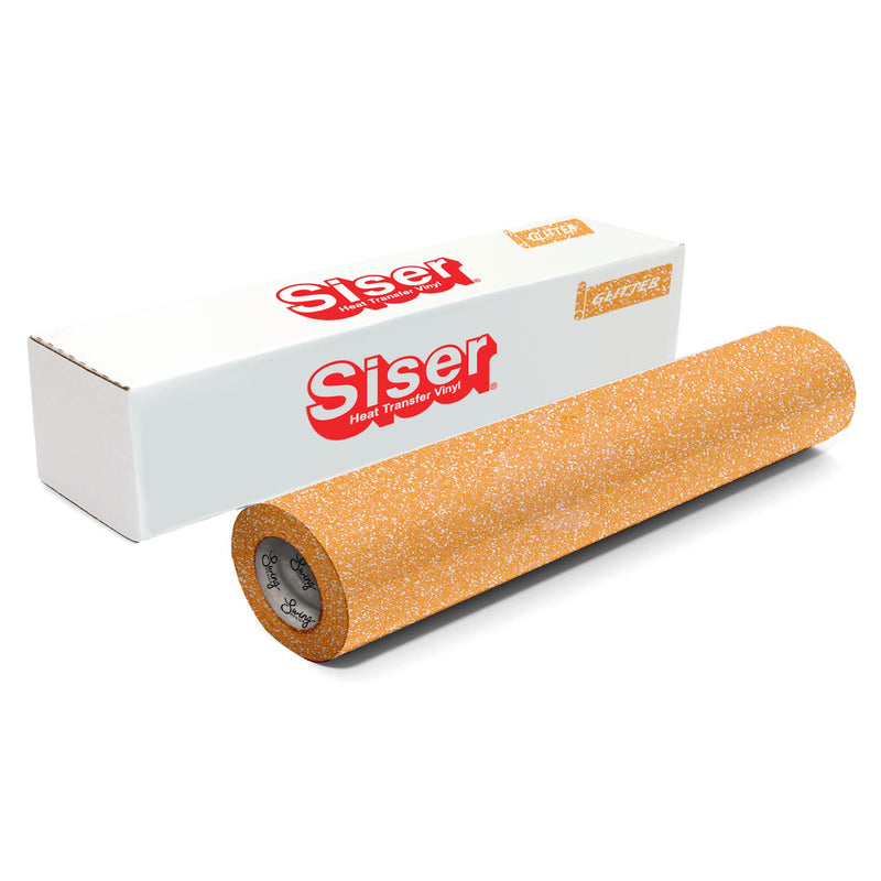 Siser Glitter Heat Transfer Vinyl (HTV) 20" x 150 ft Roll - 47 Colors Available Siser Heat Transfer Siser Translucent Orange