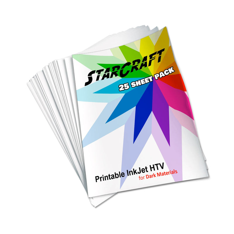 StarCraft Inkjet Printable Heat Transfer 25 Sheet Pack - Dark Materials Vinyl Star Craft Vinyl