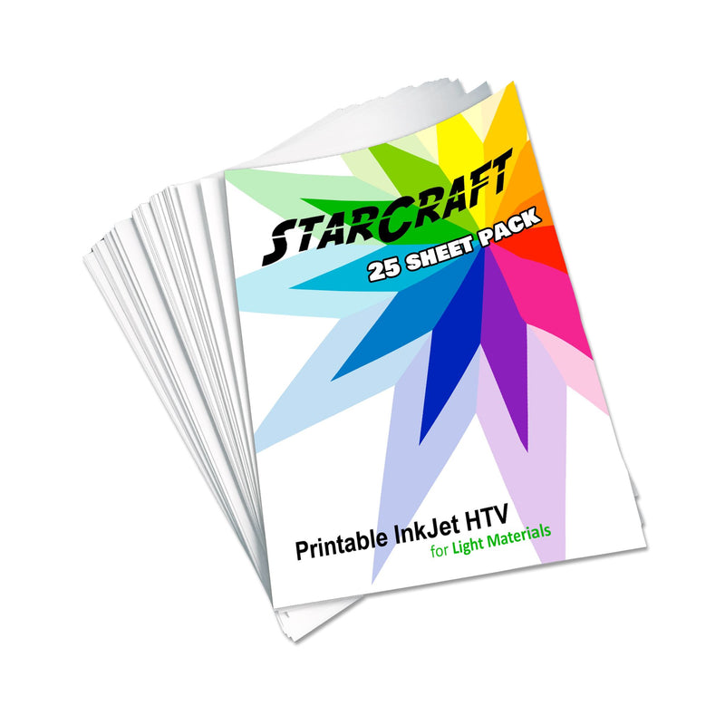 StarCraft Inkjet Printable Heat Transfer 25 Sheet Pack - Light Materials Vinyl Star Craft Vinyl