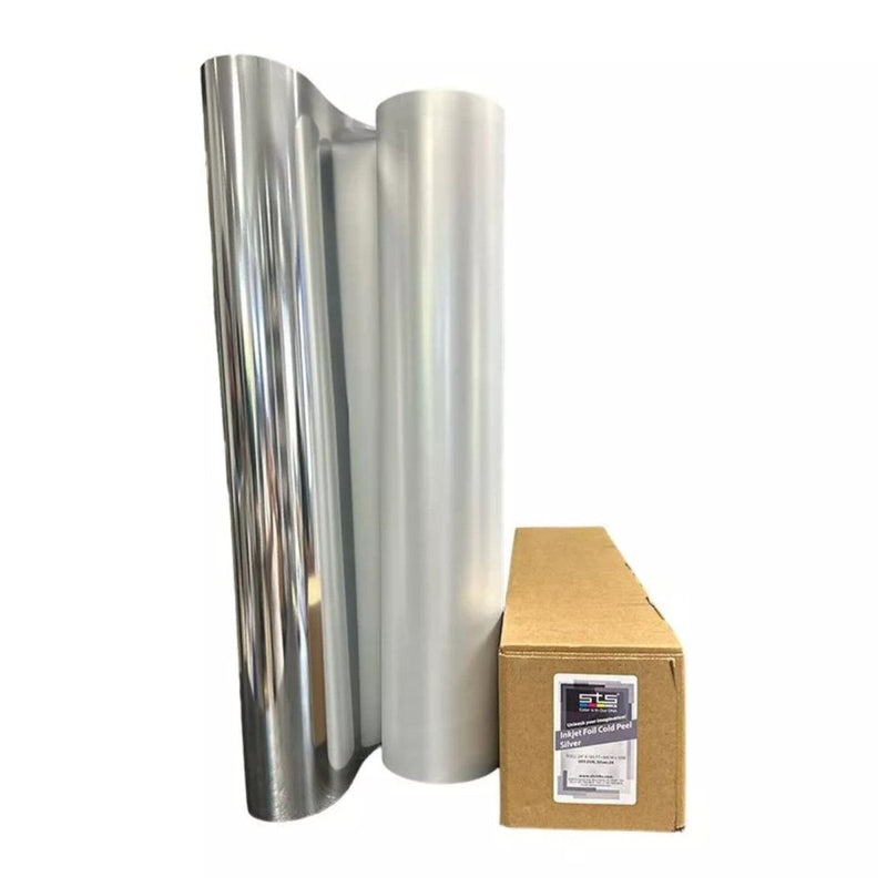 STS Direct to Film (DTF) Cold Peel Silver Foil Roll- 24" x 164 FT - Swing Design1