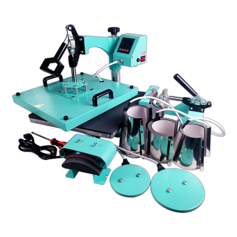 REFURBISHED Swing Design 15" x 15" Swing Away 8-in-1 Heat Press - Turquoise - Swing Design