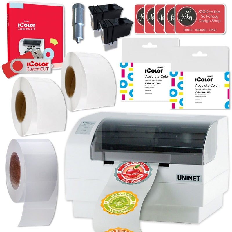 Uninet IColor 250 Print & Cut Sticker and Label Maker Bundle - Swing Design