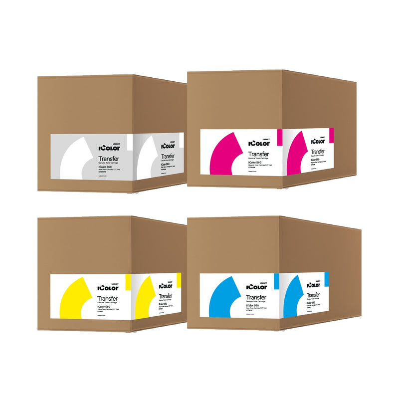 Uninet IColor 560 CMY + White Toner Cartridge Kit - 7,000 Page Yield Sublimation Bundle UniNET