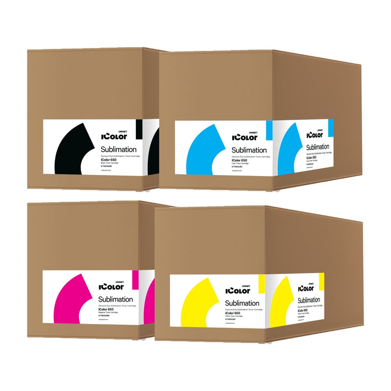 Uninet IColor 650 Sublimation CMYK Toner & Drum Cartridge Kit Sublimation Bundle UniNET