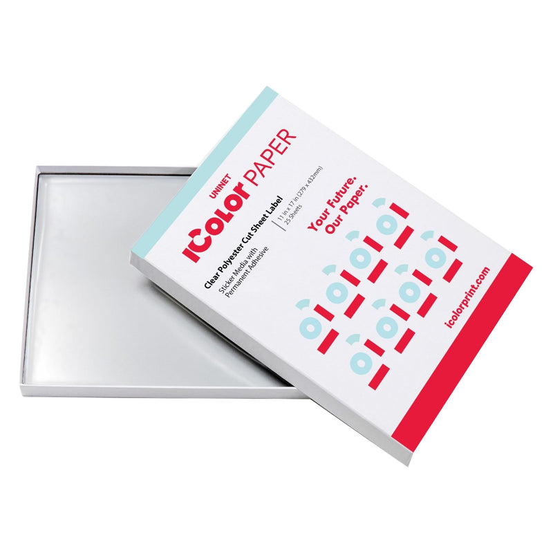 Uninet iColor Clear Polyester Sticker Media w/ Permanent Adhesive 11" x 17" - 25 Pack Sublimation Bundle UniNET