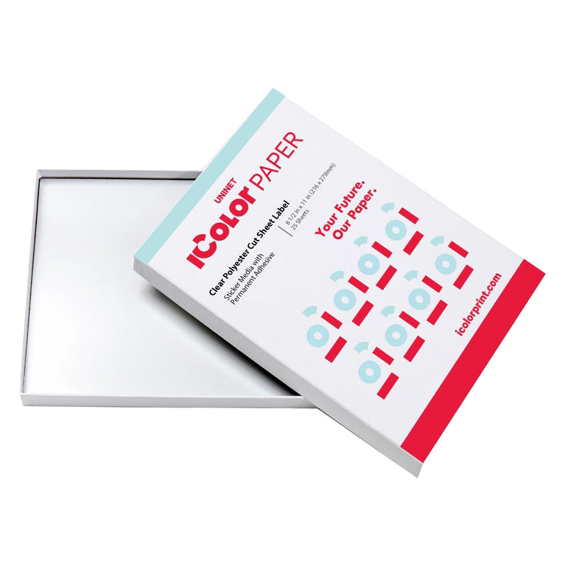 Uninet iColor Clear Polyester Sticker Media w/ Permanent Adhesive 8.5" x 11" - 25 Pack Sublimation Bundle UniNET