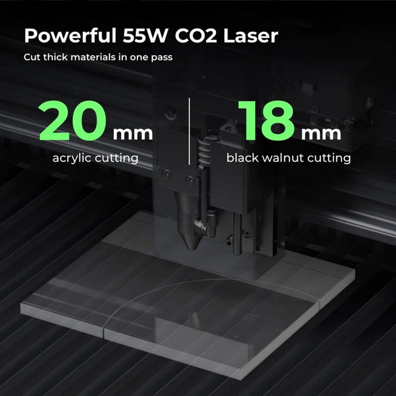xTool P2S 55W CO2 Laser Cutter & Engraver Riser, Rotary, Rail, Filter Bundle - Swing Design
