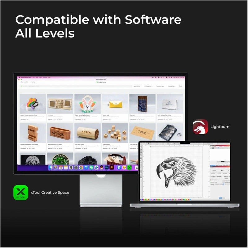 xTool S1 Laser Cutter & Engraver Machine Bundle w/ Air Assist & Honeycomb - Swing Design