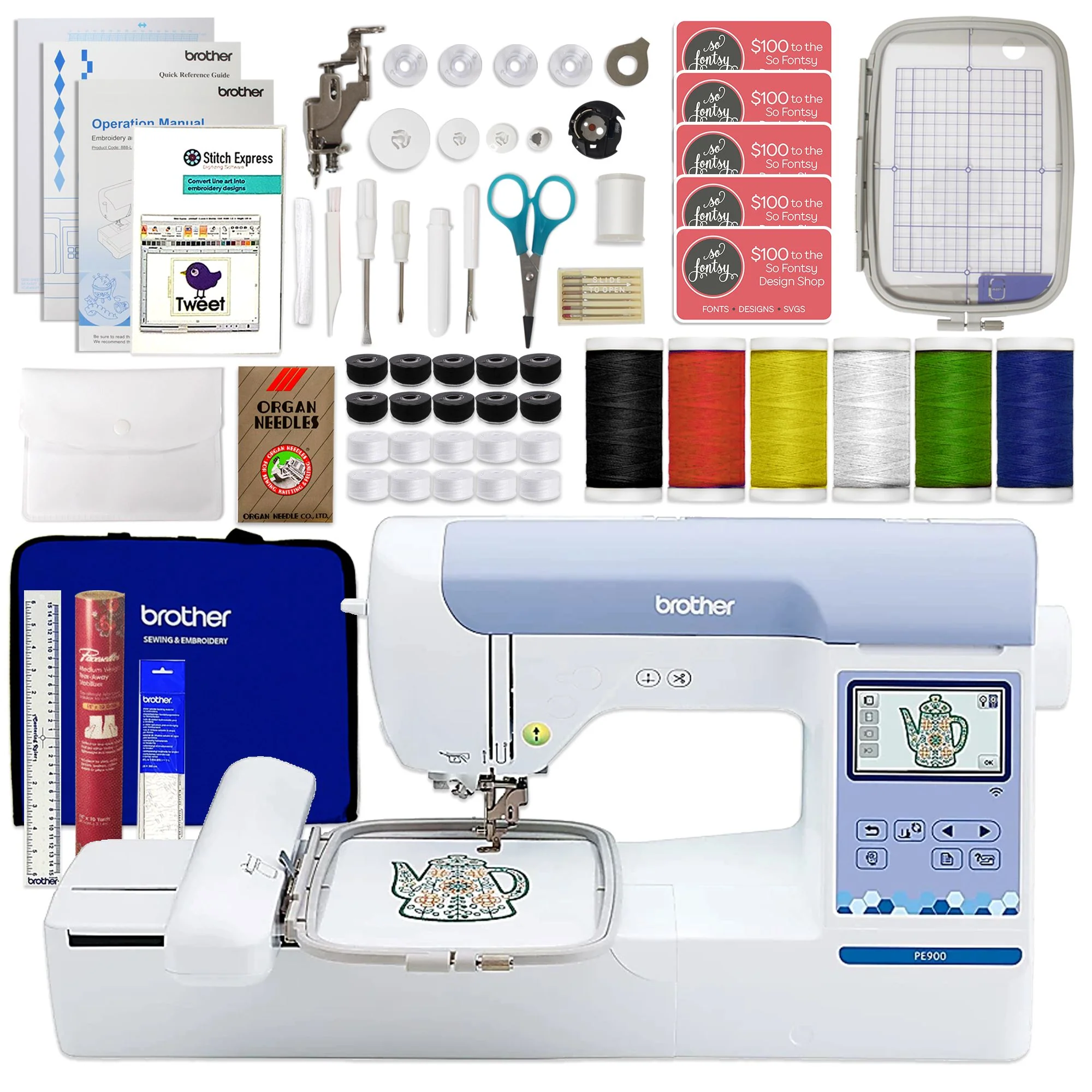 Brother PE900 5" x 7" Embroidery Machine w/ Embroidery & Digitizing Bundle Questions & Answers
