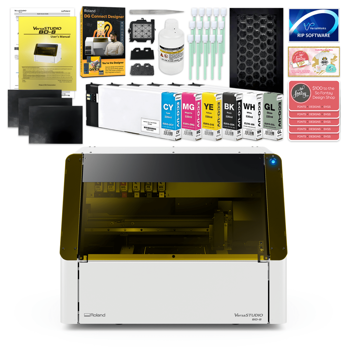 Roland VersaStudio BD-8 Desktop UV Flatbed Printer Bundle - 8" x 6" Questions & Answers