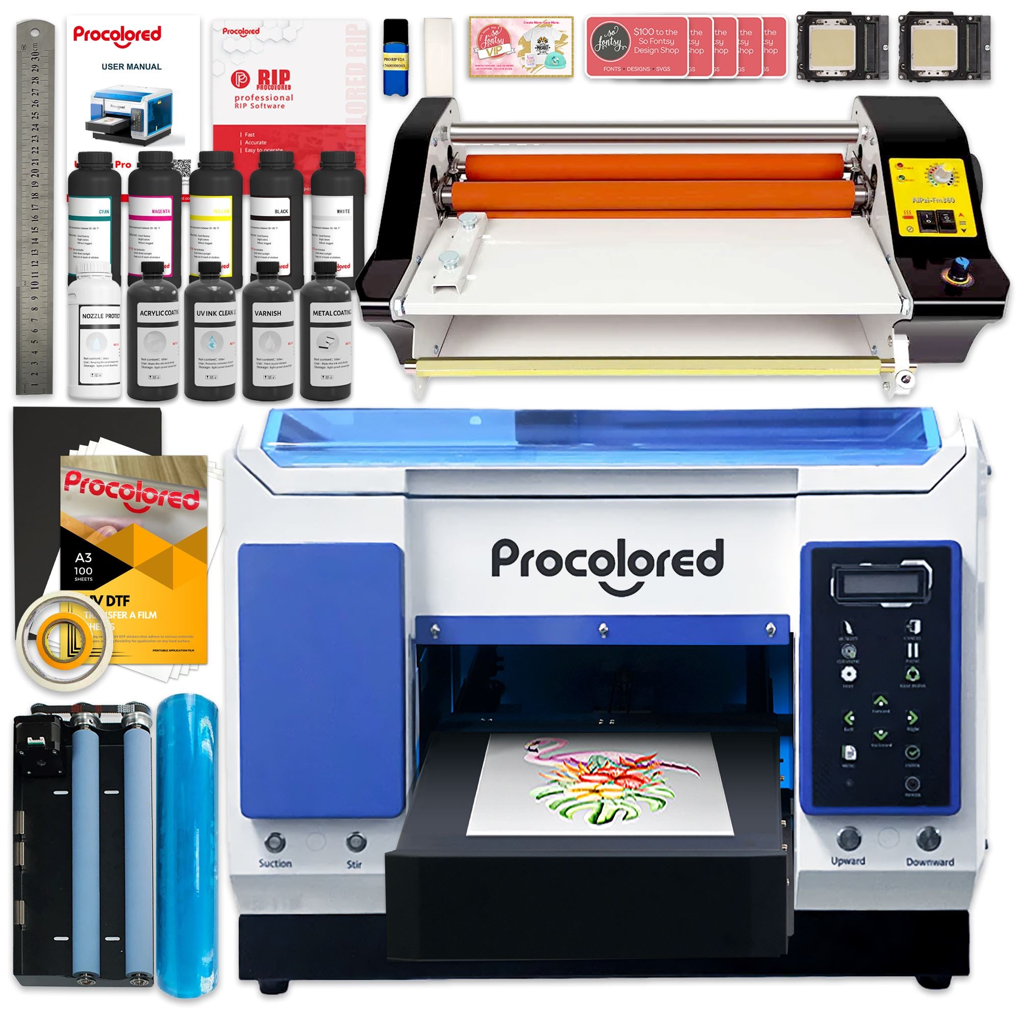 What materials work with the Procolored TX800 PRO UV DTF printer?